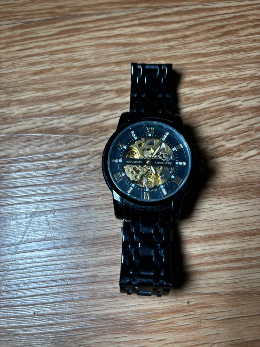 Black and Gold Automatic Skeleton Men’s Watch